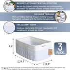 NaturalCozy 13.5”x8.5”x5.5” Rectangle Storage Baskets for Shelves 3 Pack | Cotton Rope Woven Small Baskets for Organizing | S