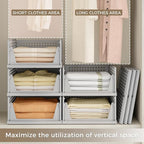 Pinkpum 8 Pack Closet Organizers and Storage Plastic Stackable Storage Bins, Foldable Drawer Shelf Storage Container for Ward