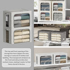 4 Pack Clothes Storage Bins with Metal Frame - 36L Stackable Storage Box with Lid，Foldable Storage Container Organizer for Cl