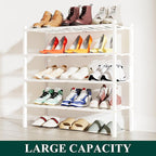 Smiry Shoe Rack, 4 Tier Bamboo Shoe Organizer, Stackable Free Standing Wooden Shoe Storage Shelf for Closet, Entryway, Front 