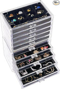 ProCase Earring Holder Organizer Jewelry Box with 10 Drawers, Acrylic Clear Earring Case with Adjustable Velvet Trays for Wom