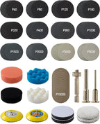 143 PCS Drill Polishing Kit, 3 Inch Sanding Disc Headlight Restoration Kit 60 to 10000 Grit Buffing Pads for Car Sanding, Wax