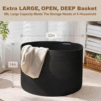 MEGASKET Large Black Blanket Basket, 22" X 22" X 14" Woven Rope Bin for Storage, Kids Dog Toy Storage Box Organizer Bins, Bla