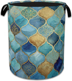 Moroccan Mosaic Laundry Basket Collapsible Laundry Hamper, Oxford Cloth Storage Bin for Room/Bathroom/Bedroom/Dormitories 16"