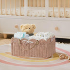 HBlife Baby Diaper Caddy, Paper Rope Storage Baskets Nursery Bin with Removable Divider, Portable Car Organizer for Diapers, 