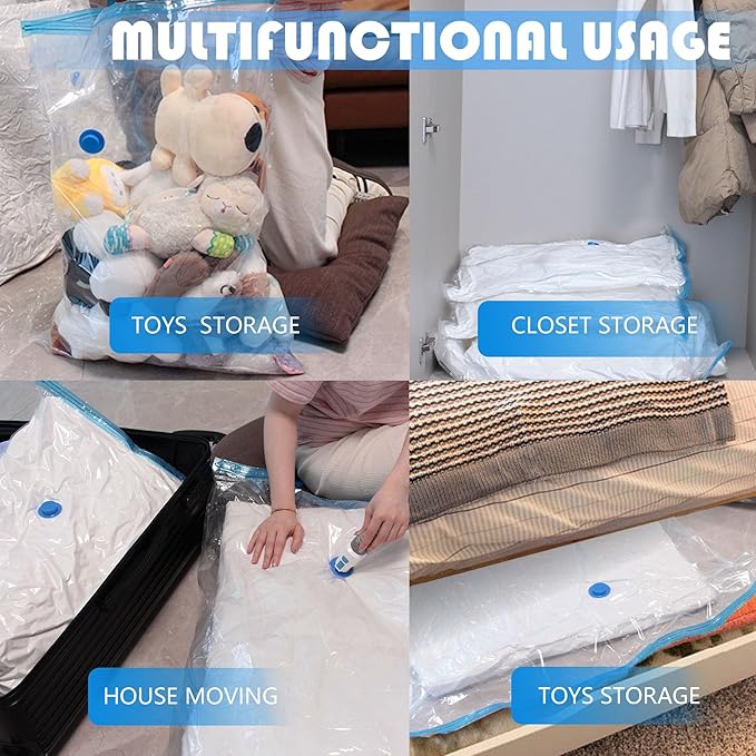 6 Pack XXL Jumbo Vacuum Storage Bags with Electric Air Pump, Space Saver Bags,Compression for Comforters and Blankets,Duvets,