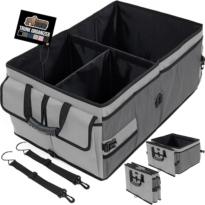 GORILLA GRIP Large Capacity Sturdy Trunk Storage Organizer, Slip and Water Resistant Collapsible Organization Container for