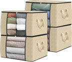 Fab totes 4 Pack Clothes Storage, Foldable Thick Fabric Blanket Storage Bags, Containers for Organizing Bedroom, Closet, Clot
