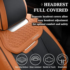 Coverado Car Seat Covers Full Set, Breathable Nappa Leather Seat Covers for Cars, Automotive Seat Covers, Waterproof Front an