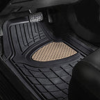 FH Group Automotive Floor Mats - Heavy-Duty Rubber Floor Mats for Cars, Universal Fit Full Set, Climaproof Floor Mats, Trimmable Floor Mats for Most Sedan, SUV, Truck Floor Mats Beige