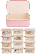Vlando Jewelry Travel Case with 12 Velvet Jewelry Bags Travel Jewelry Orgainzer for Girls Jewelry Box for Necklace Rings Earr