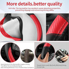 Non-Slip Car Nappa Leather Steering Wheel Cover,Universal Car Accessories Women Men Fit 14" 1/2-15" Suvs/Vans/Sedans/Cars/Tru