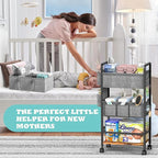 LIDTOP 2In1 Baby Diaper Caddy & 4-Tier Rolling Diaper Cart, Diaper Caddy Organizer Cart with Dividers & Drawer, Mobile Metal 