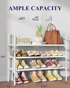 Kitsure Shoe Rack - 3-Tier Shoe Organizer, Shoe Rack for Closet, Entryway, Bedroom, Easy- Assembly Storage Shelf with Side Ha