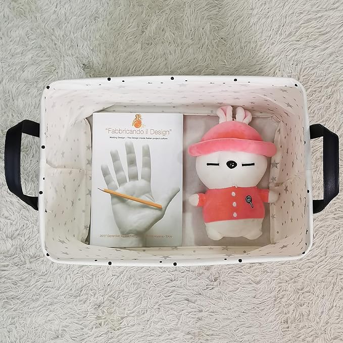 FANKANG Storage Basket,Nursery Hamper Canvas Laundry Basket Foldable with Waterproof PE Coating Storage, Office, Bedroom, Clo