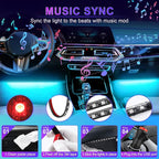 LivTee Accent Interior Car Lights, Smart Car Interior Lights with App Control, RGB LED Lights with Music Mode and DIY Mode, 2 Lines Design LED Lights for Cars with 12V Cigarette Lighter Adapter