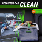 Drive - Car Trash Can - Collapsible, Leakproof Garbage Bin with Adjustable Strap and 20 Trash Bags - Car & Truck Accessories for Men and Women - Grey with Lid