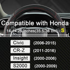 West Llama Customized Auto Car Steering Wheel Cover for Honda Civic, CR-Z, Insight, S2000, 14-14.25inch(Black+Red-Small Size)