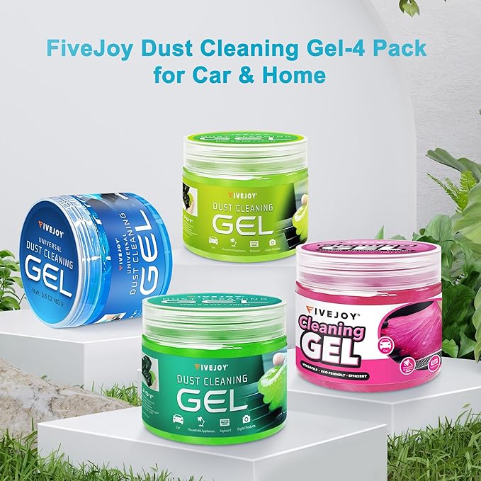 FiveJoy 4Pack Car Cleaning Gel, Car Putty for Cleaning for Cars Interior, Reusable & Durable Detailing Tools, Dust Clean Gel 