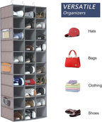 Libeder 30 Section Hanging Shoe Organizer for Closet, Hanging Closet Organizers with 6 Side Mesh Pockets, Shoe Storage Hangin