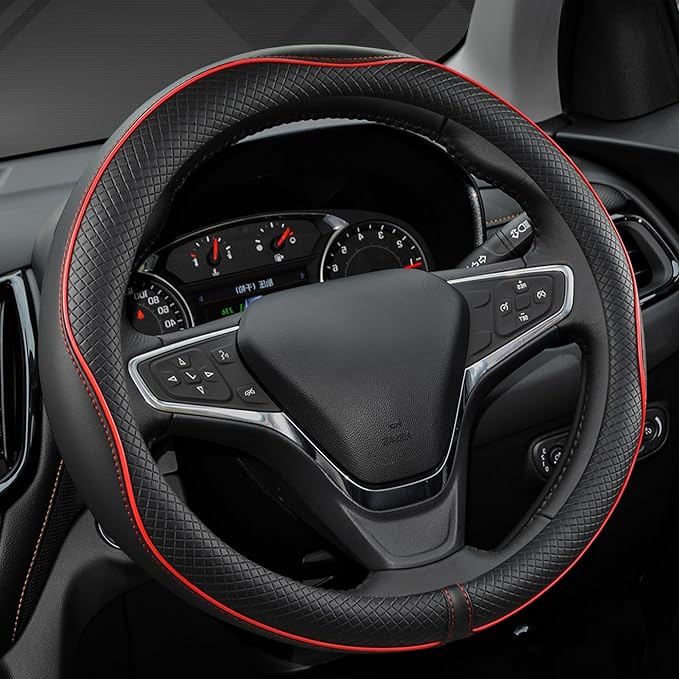 West Llama Microfiber Leather Car Steering Wheel Cover for Chevy Silverado,Tahoe,Equinox,Traverse,Trailblazer,Colorado (Black