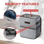Simple Deluxe Car Trash Can, Multipurpose Bin with Lid and Storage Pockets, Collapsible Adjustable Straps and Portable Organizer, 2 Gallon, Grey