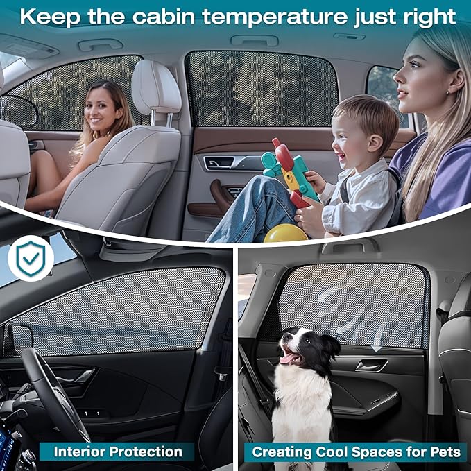 ZATOOTO Car Window Shade for Baby Car Sun Shade Side Window Breathable Mesh Sun Blocker for UV & Heat Glare Free Universal for Most Cars Easy Magnetic Installation Perfect for Camping Travel Napping