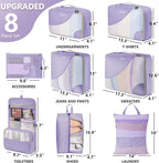 8 Set Packing Cubes for Travel, Gifts for Women Mom,Anti-Tearing Suitcase Organizer for Luggage with Shoe & Hanging Toiletry 