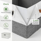 PRANDOM Storage Bins with Lids [3-Pack] Linen Fabric Foldable Storage Boxes Organizer Containers Baskets Cube with Cover for 