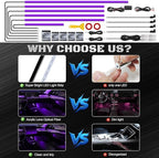 RGB Acrylic Interior Car LED Strip Light with Wireless APP, 14 in 1 with 175 inches 593 LEDs Neon LED Strip Light, 16 Million Colors Dynamic Music Sync Car Ambient Lighting Kits