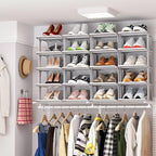 HAIXIN Shoe Rack for Closet - Stackable Shoe Organizer for Closet, Space-Saving Narrow Shoe Rack for Front Door Entrance, Gre
