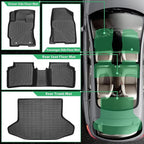 Floor Mats for Toyota Prius 2004-2009, Custom Fit TPE All Weather Protection Floor Liners, Prius c & Prius v Non-Slip Waterproof Trunk Mat, Car Accessories for 2nd Gen Prius