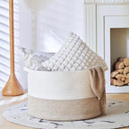 R RUNKA Extra Large Cotton Rope Basket 22" x 14" - Toy Basket for Kids -Blanket Basket for Living Room - Woven Baskets for St