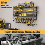 Spampur 420LB Capacity Power Tool Organizer with Charging Station & 6 Outlets | Quick Assembly 4-Layer Heavy Duty Rack for Dr