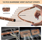 NBTEPEM 30 Pcs Orange Bling Car Accessories Set for Women, Steering Wheel Cover Set, Bling Console Cover, Seat Belt Cushion, Shift Knob Cushion, Cup Holder Coaster, Rhinestone Car Hanging Accessories