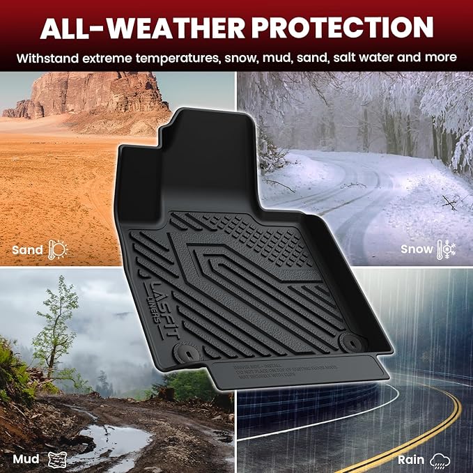 LASFIT Floor Mats & Cargo Mats Fits for Hyundai Santa Fe 2020 2019 (Not fit 2019 Santa Fe XL) All Weather TPE Custom Fit Floor Liners Car Mats & Trunk Mats Accessoires, Black