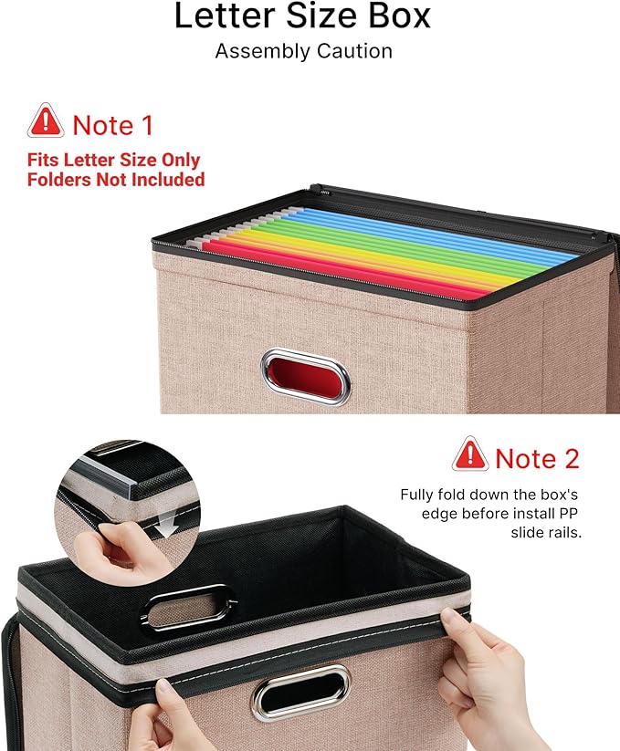 Oterri File Organizer Boxes with Lids, File Box with Mesh Pockets, Document Organizer Box for Letter Size Folders, Zippers Im