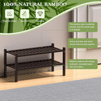 ROMGUAR CRAFT 2 Tier (Thick) Bamboo Shoe Rack for Closet Free Standing Wood Shoe Shelf for Entryway Small Space Stackable 27"