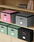 Oterri 2 Pack Large File Organizer Boxes with Lids, File Box with Mesh Pockets, Document Organizer Box for Legal/Letter Size 