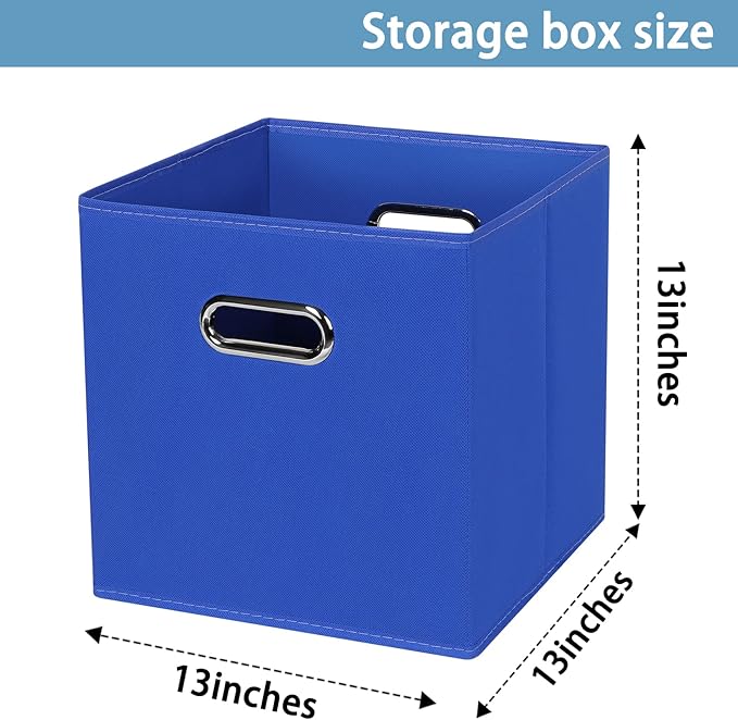 Black Fabric Cubby Storage Bins,13x13x13 Inches ,Cube Organizer Bin Foldable Storage Boxes with Dual Handles Fabric Organizer
