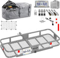 Mockins 60"x20"x6" Gray Heavy Duty Trailer Hitch Cargo Carrier & 16 CuFt Waterproof Cargo Bag for Hitch Carrier | 500 Lbs. Capacity Folding Luggage Rack for SUV Car Truck Van & RV w/Cargo Accessories