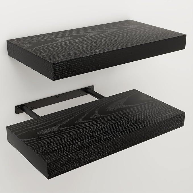 Floating Shelves for Wall, 7.9" Deep Wall Mounted Wood Shelves for Bathroom, Bedroom, Living Room, Kitchen, Hanging Shelf for