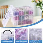 VTG Bead Organizer Box, 84 Pcs Small Organizers, 3-Tier Bead Storage Containers Portable Organizer and Storage Box Stackable 