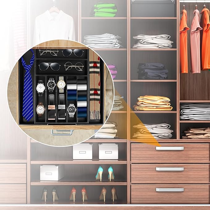 Bellsal Large Premium Bamboo Silverware Organizer - Expandable Utensil Drawer Organizer - 17"x19.6" Utensil Holder and Cutler
