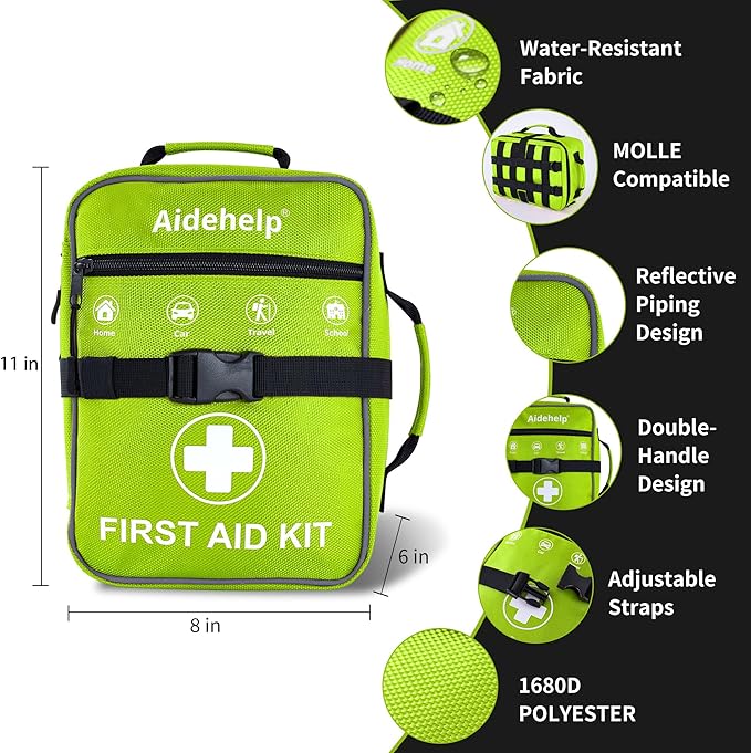 520 Pieces Premium First Aid Kit - Large Emergency Medical Kit for Survival, Car, Home, Travel, Camping, Backpack, Hiking, Sc