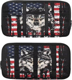 Wolf American Flag Car Sun Visor Storage Bag,Truck Visor Organizer Card Sleeve Pocket Document Holder for Registration, Driving Licens
