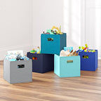RiverRidge Folding Storage Bins with Handles Aqua Cube Storage Organizer for Closet, Bedroom & Playroom - Closet Organizers a