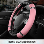 Road Comfort Leather Steering Wheel Cover – Premium Anti-Slip Car Steering Wheel Grip Cover – Universal Fit for 14.5”–15.5” C