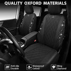 CAR PASS Oxford Bling Diamond Car Seat Covers Full Set Interior Sets, Waterproof Shining Glitter Sparkly Crystal Universal Ar
