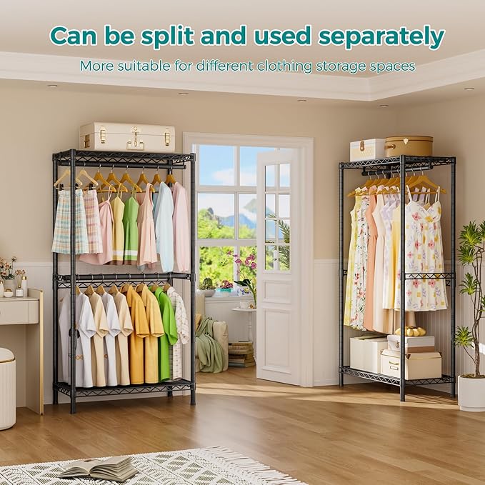 SINGAYE Clothes Rack Portable Closet Coat Wardrobe Heavy Duty Clothing Racks System Organizers and Storage for Hanging Clothe